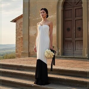 $5490 Monique Lhuillier Pleated Sweetheart Runway Gown